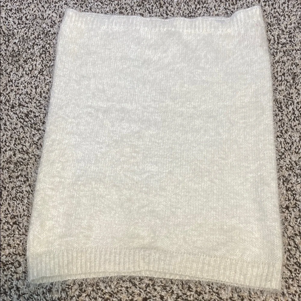 Betsey Johnson Cream Knit Infinity Scarf with Pearl and silver beads